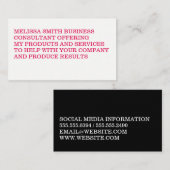 ミニマルはっきりしたリストホットピンクセリフ文字 名刺 (正面/裏面)