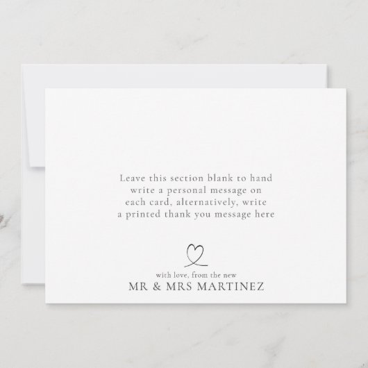 ミニマルはっきりしたリストホワイトオンブラックサンキューカード サンキューカード (裏面)