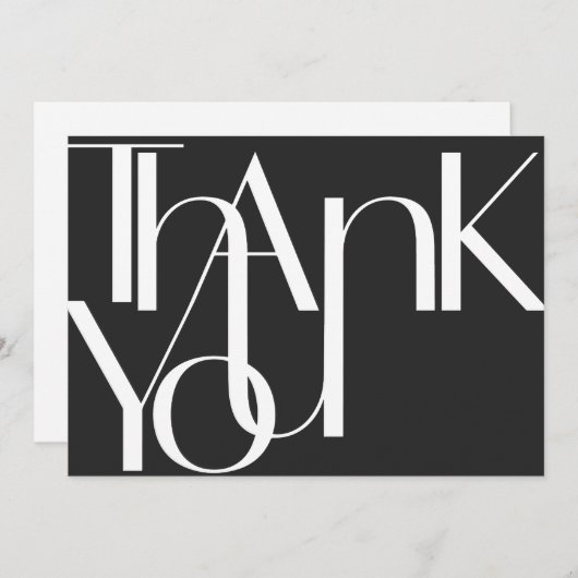 ミニマルはっきりしたリストホワイトオンブラックサンキューカード サンキューカード (正面/裏面)