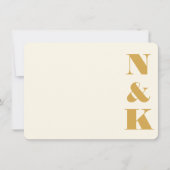ミニマルはっきりしたリストモノグラム結婚イエロークリーム ノートカード (正面)
