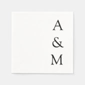 ミニマルはっきりしたリストモノグラム結婚ボホ白黒 スタンダードカクテルナプキン (正面)