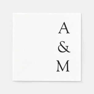 ミニマルはっきりしたリストモノグラム結婚ボホ白黒 スタンダードカクテルナプキン