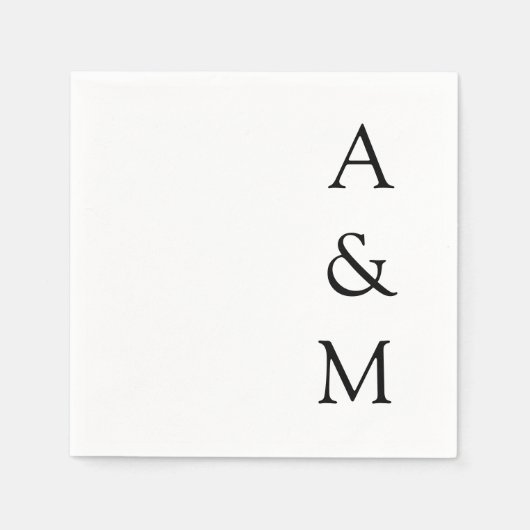 ミニマルはっきりしたリストモノグラム結婚ボホ白黒 スタンダードカクテルナプキン (正面)