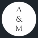 ミニマルはっきりしたリストモノグラム結婚ボホ白黒 ラウンドシール<br><div class="desc">ミニマはっきりしたリストモノグラムトレンディーシック結婚タイポグラフィのクラシック白黒の丸いシール</div>
