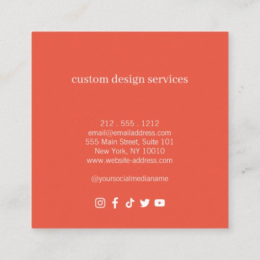 ミニマルはっきりしたリストラグジュアリーブティックピンク/オレンジ スクエア名刺 (裏面)