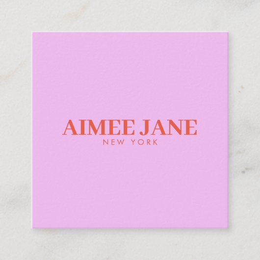 ミニマルはっきりしたリストラグジュアリーブティックピンク/オレンジ スクエア名刺 (正面)