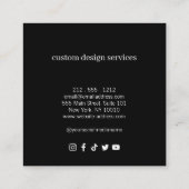 ミニマルはっきりしたリストラグジュアリーブティックブラック/ホワイト スクエア名刺 (裏面)