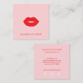 ミニマルはっきりしたリスト赤い唇のロゴメイクアップアーティストピンク スクエア名刺 (正面/裏面)