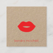 ミニマルはっきりしたリスト赤い唇のロゴメイクアップアーティストKraft スクエア名刺 (正面)
