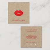 ミニマルはっきりしたリスト赤い唇のロゴメイクアップアーティストKraft スクエア名刺 (正面/裏面)