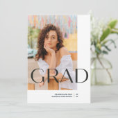 ミニマルはっきりしたリストGRAD写真卒業発表 案内状 (スタンド正面)
