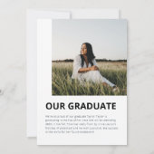 ミニマルはっきりしたリストGRAD写真卒業発表 案内状 (裏面)