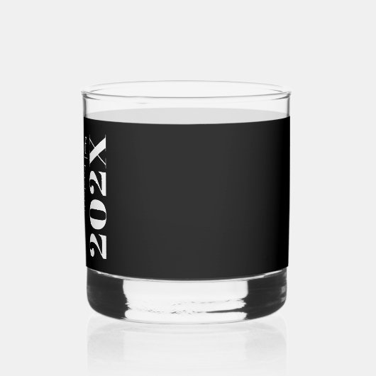 ミニマルはっきりしたレタリングタイポグラフィブラック卒業 ウイスキーグラス (左)
