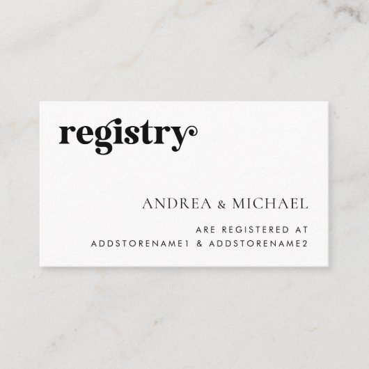 ミニマルはっきりしたレトロス結婚クリプトのギフトレジストリ エンクロージャーカード (正面)