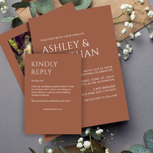 ミニマルはっきりした文字ハイライト結婚ズ 出欠カード