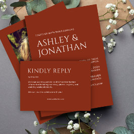 ミニマルはっきりした文字ハイライト結婚ズ 出欠カード