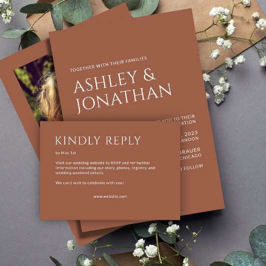 ミニマルはっきりした文字ハイライト結婚ズ 出欠カード