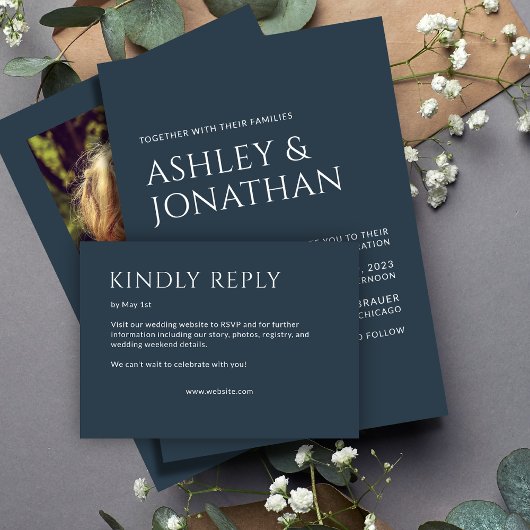 ミニマルはっきりした文字ハイライト結婚ズ 出欠カード