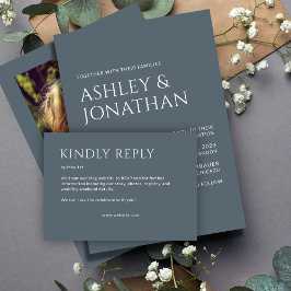 ミニマルはっきりした文字ハイライト結婚ズ 出欠カード