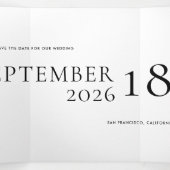 ミニマルはっきりした文字結婚の救日 三つ折り招待状 (内部中)