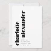 ミニマルはっきりした白黒の縦名（写真） セーブザデート (正面)