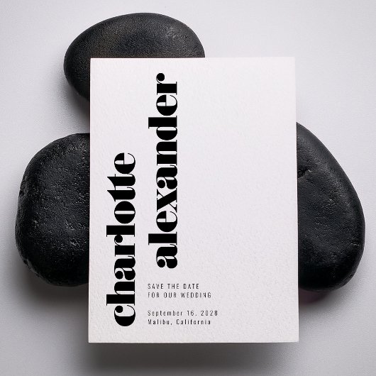 ミニマルはっきりした白黒の縦名（写真） セーブザデート