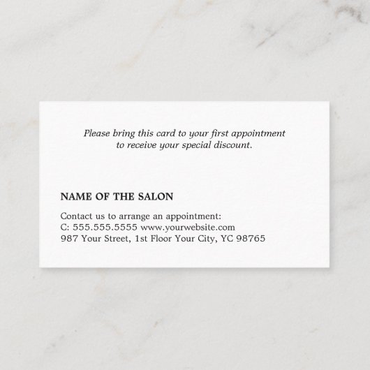 ミニマルはっきりした白黒はっきりしたサロンクーポン 割引カード (裏面)
