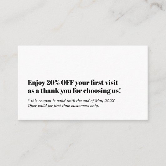 ミニマルはっきりした白黒はっきりしたサロンクーポン 割引カード (正面)