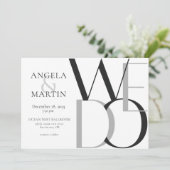 ミニマルはっきりした白黒グレー 招待状 (スタンド正面)