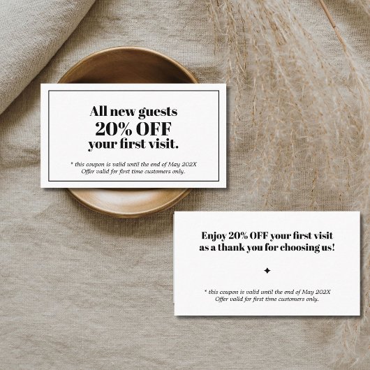 ミニマルはっきりした白黒サロンクーポン 割引カード