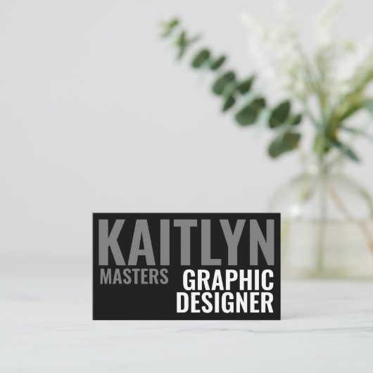 ミニマルはっきりした白黒タイポグラフィ 名刺 (スタンド正面)