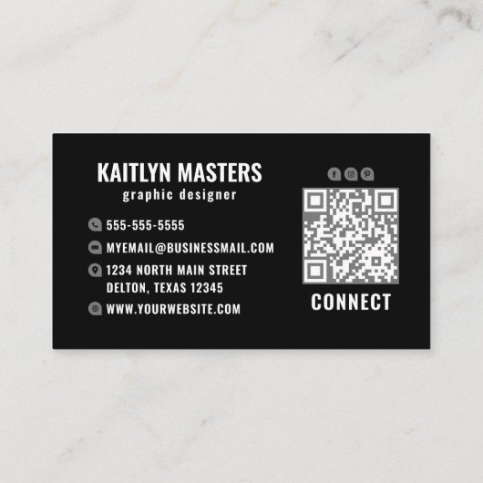 ミニマルはっきりした白黒タイポグラフィ 名刺