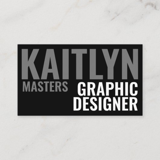 ミニマルはっきりした白黒タイポグラフィ 名刺 (正面)