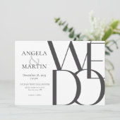 ミニマルはっきりした白黒結婚式招待状 招待状 (スタンド正面)