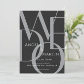 ミニマルはっきりした白黒結婚式招待状 招待状 (スタンド正面)