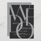 ミニマルはっきりした白黒結婚式招待状 招待状 (正面/裏面)