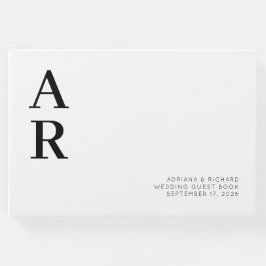 ミニマルはっきりした結婚イニシャル ゲストブック