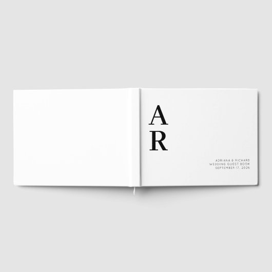 ミニマルはっきりした結婚イニシャル ゲストブック (全面)