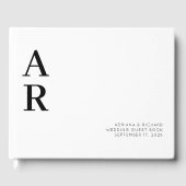 ミニマルはっきりした結婚イニシャル ゲストブック (正面)