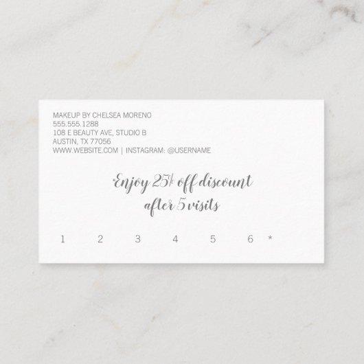 ミニマルはっきりした美しいロイヤリティ割引 ロイヤリティカード (裏面)