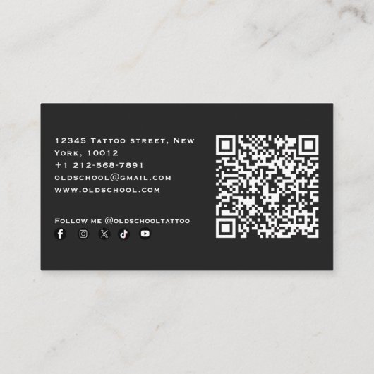 ミニマルはっきりしたTattoo Artist 名刺 (裏面)