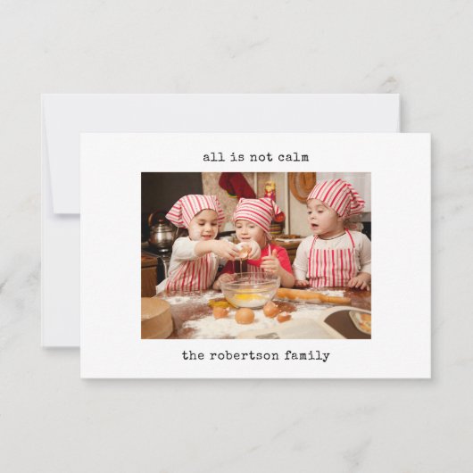 ミニマルは全て穏やかな写真クリスマスカードではない サンキューカード (正面)