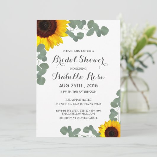 ミニマルひまわりブライダルシャワー招待状 招待状 (スタンド正面)