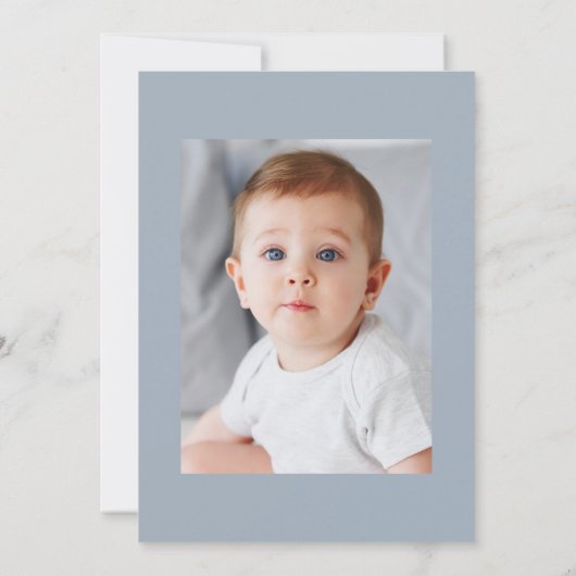 ミニマルほこりっぽい青い最初の聖餐式 招待状 (裏面)