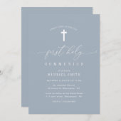 ミニマルほこりっぽい青い最初の聖餐式 招待状 (正面/裏面)