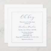 ミニマルほこりっぽい青Oh男の子の赤ちゃんシャワー 招待状 (正面/裏面)