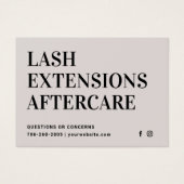 ミニマルまつ毛エクステンションLashアフターケアカード (正面)
