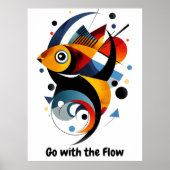 ミニマルやる気を起こさせる抽象芸術幾何学魚 ポスター (正面)