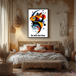 ミニマルやる気を起こさせる抽象芸術幾何学魚 ポスター