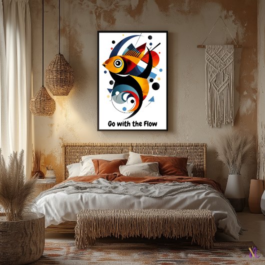 ミニマルやる気を起こさせる抽象芸術幾何学魚 ポスター